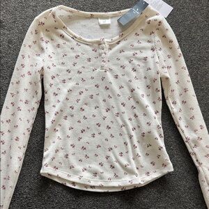 Abercrombie Kids Cream Top with Red bows Accents